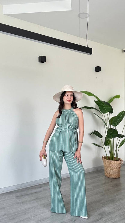 Mia Çizgili Halter Takım