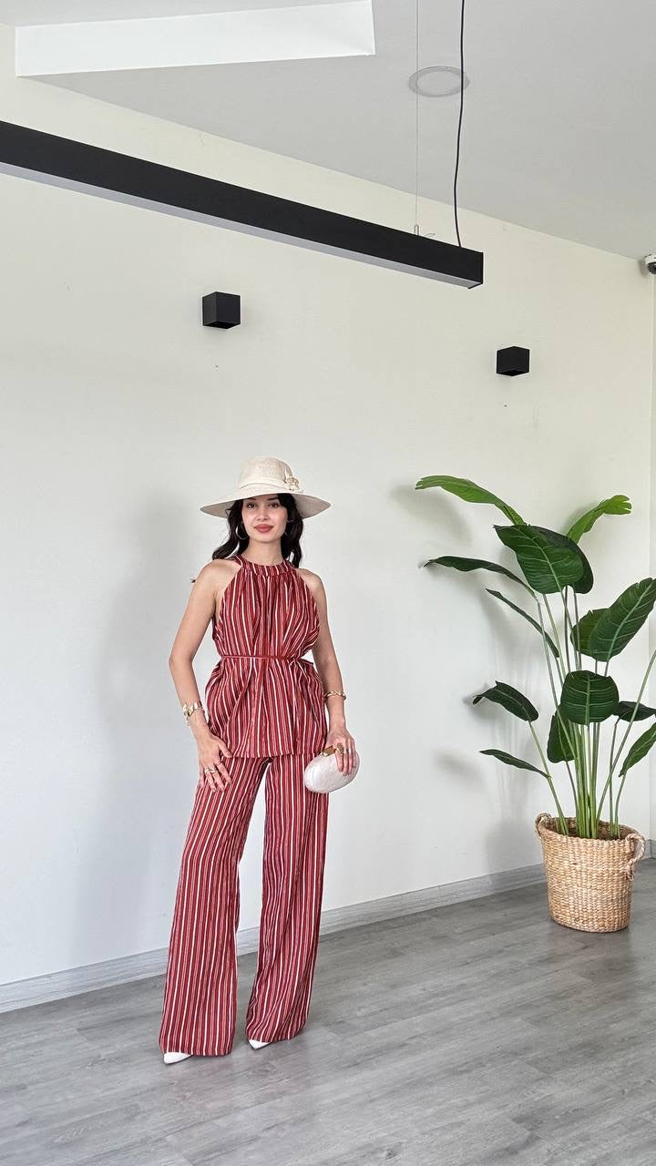 Mia Çizgili Halter Takım