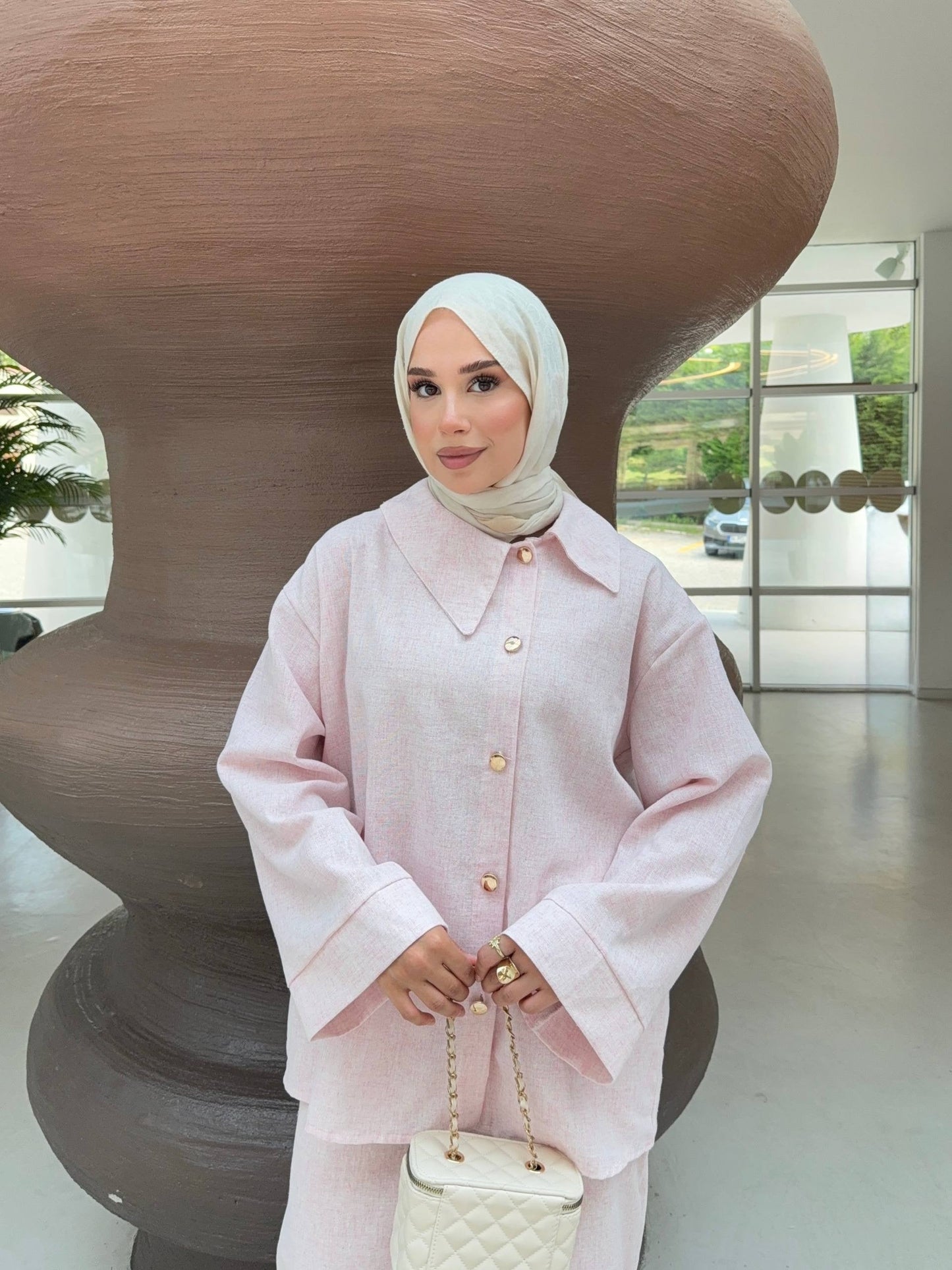 Soft Blush Keten Takım