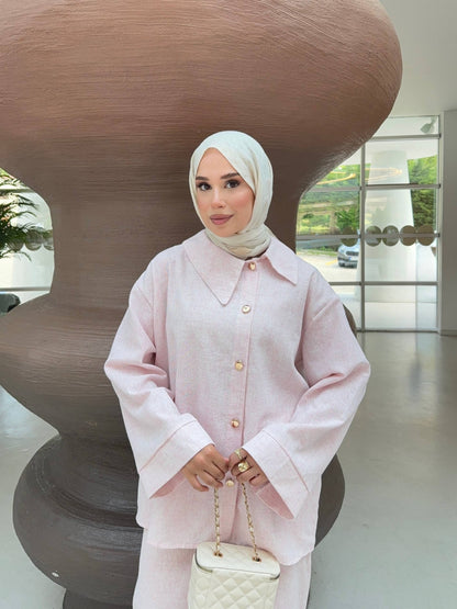 Soft Blush Keten Takım