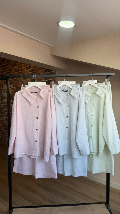 Soft Blush Keten Takım