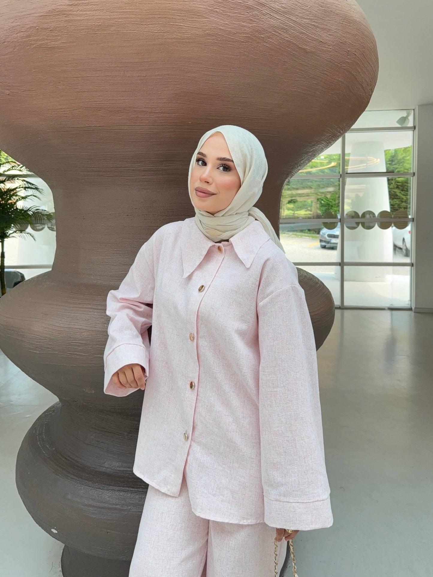 Soft Blush Keten Takım