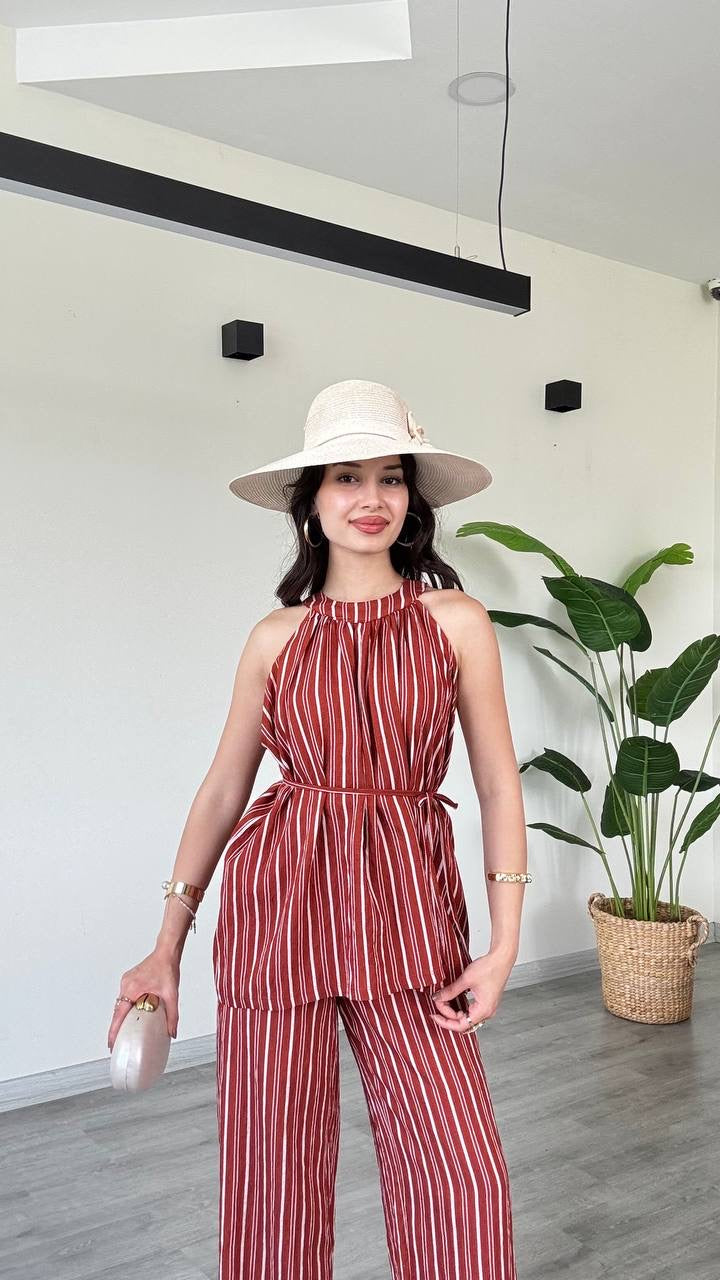 Mia Çizgili Halter Takım