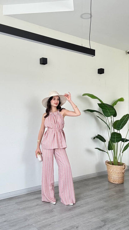 Mia Çizgili Halter Takım