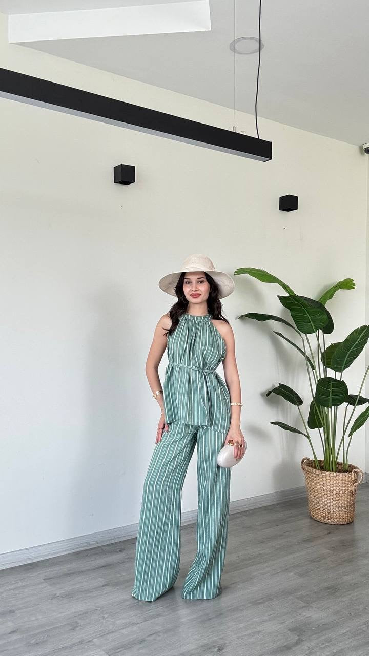 Mia Çizgili Halter Takım