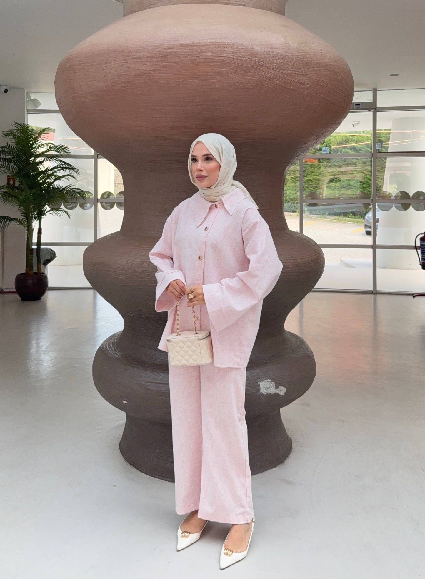 Soft Blush Keten Takım