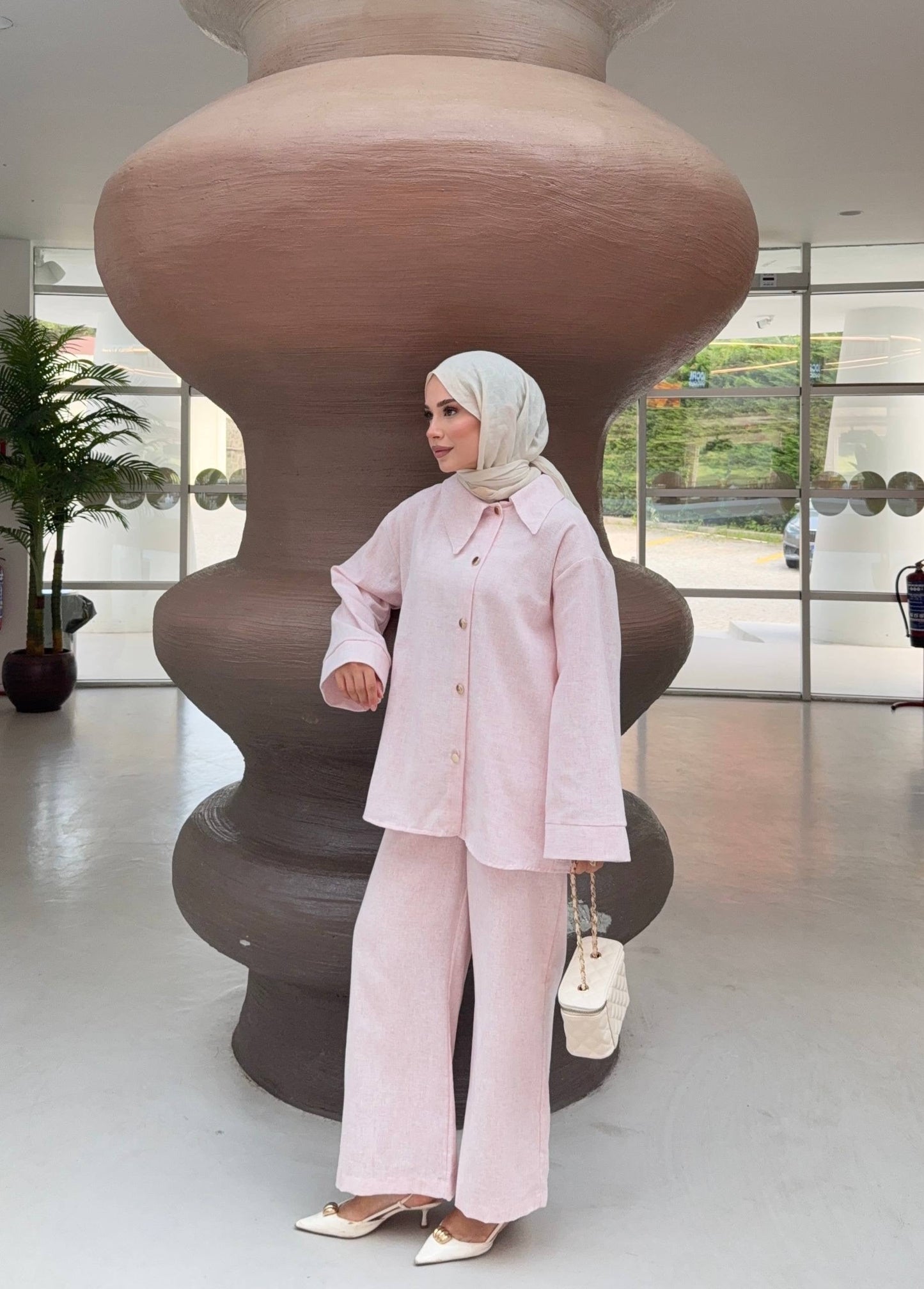 Soft Blush Keten Takım